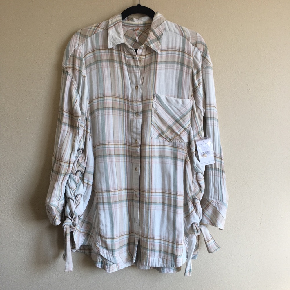 Free People Nordic Day Plaid Button Up XS